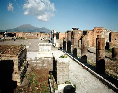 View of the Forum with Vesuvius in the Background by Roman